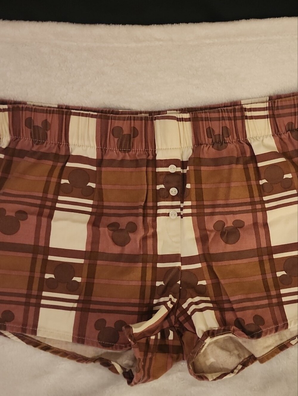 Disney Mickey & Friends Plaid Boxers — Brown, Cream, Rust & Mauve